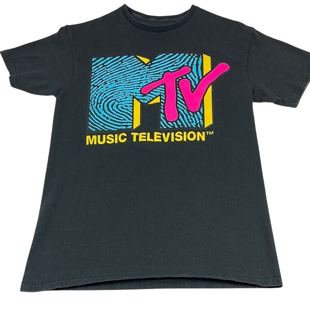 MTV Short Sleeve Graphic T-Shirt Womens Size‎ Small/Medium Black